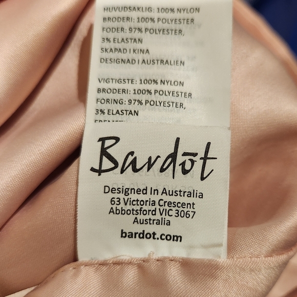 Bardot S 6 Gia Lace Pencil Midi Dress Spaghetti Strap Latte Pink Embroidered - Picture 8 of 12